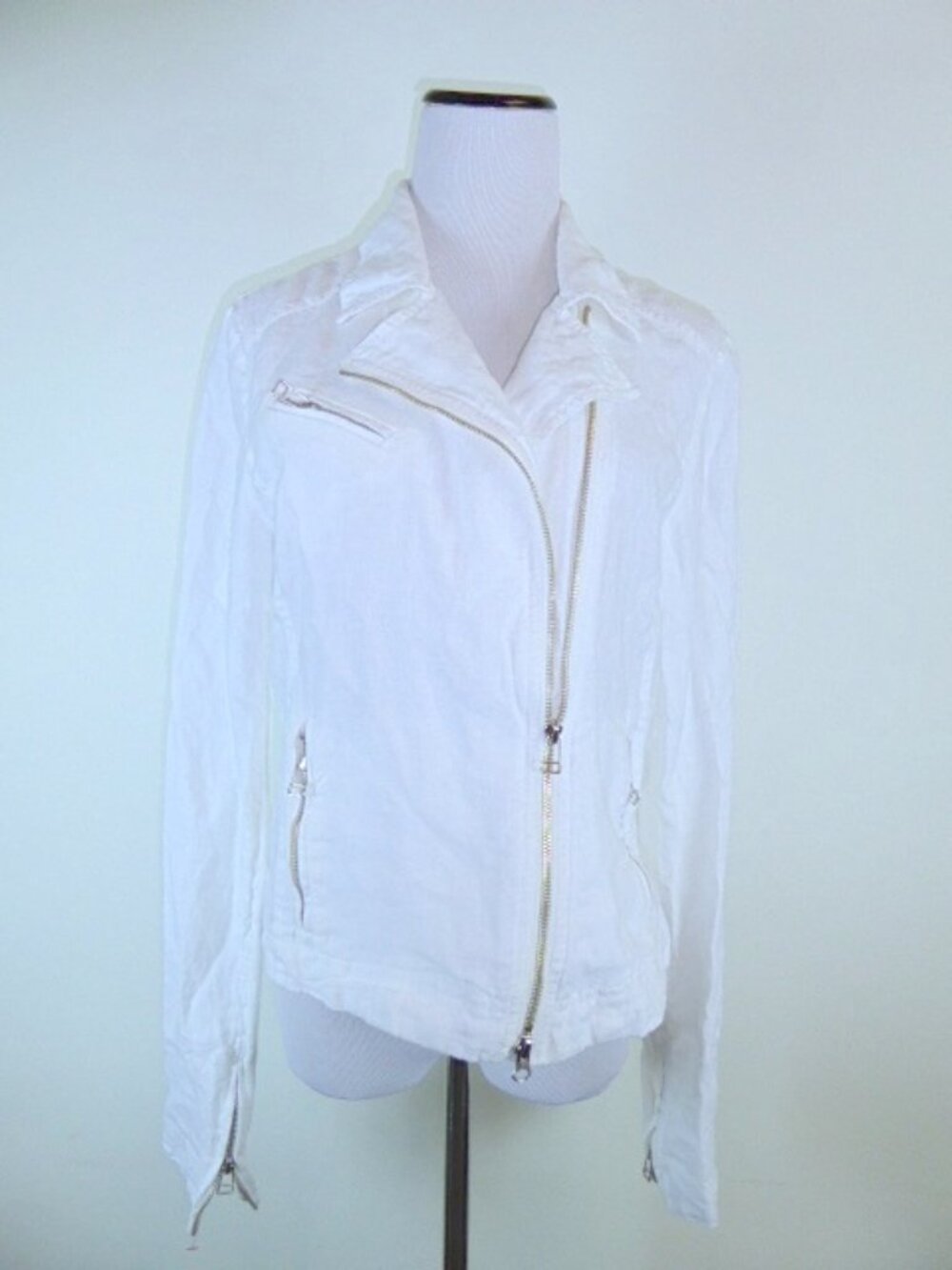 THEODORE beverly hills LINEN ZIP MOTO JACKET L
